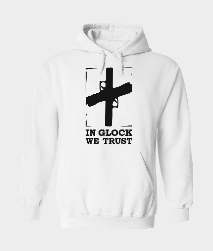 In Glock we Trust Full White Hoodie